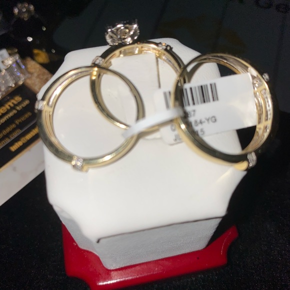 10k solid gold si real diamond wedding engagement ring set his and hers matching - Picture 4 of 5